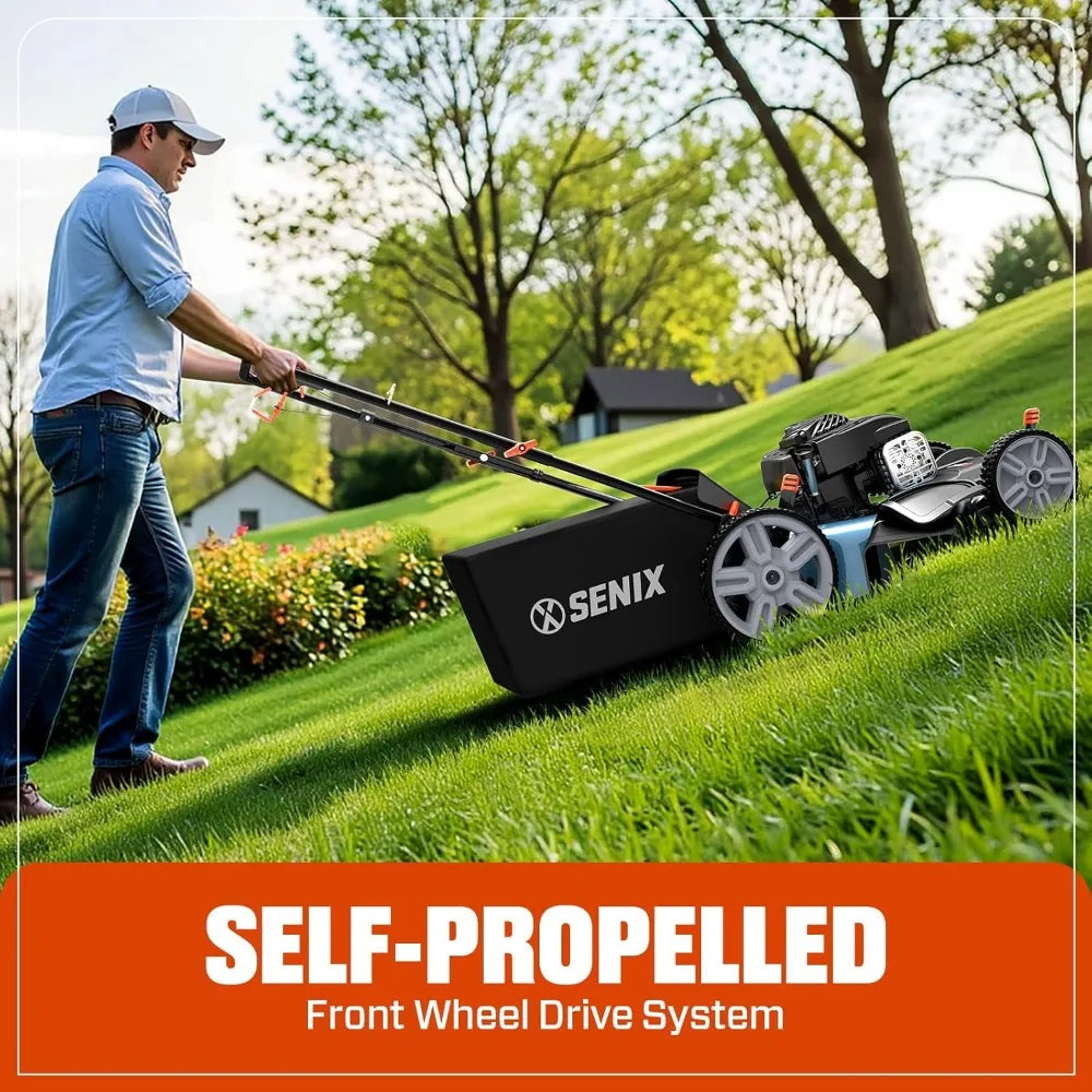 21'' Self Propelled Gas Lawn Mower - Front Wheel Drive, 140 cc 4-Cycle Briggs & Stratton Engine, 3-in-1 Bagging, Mulching, and