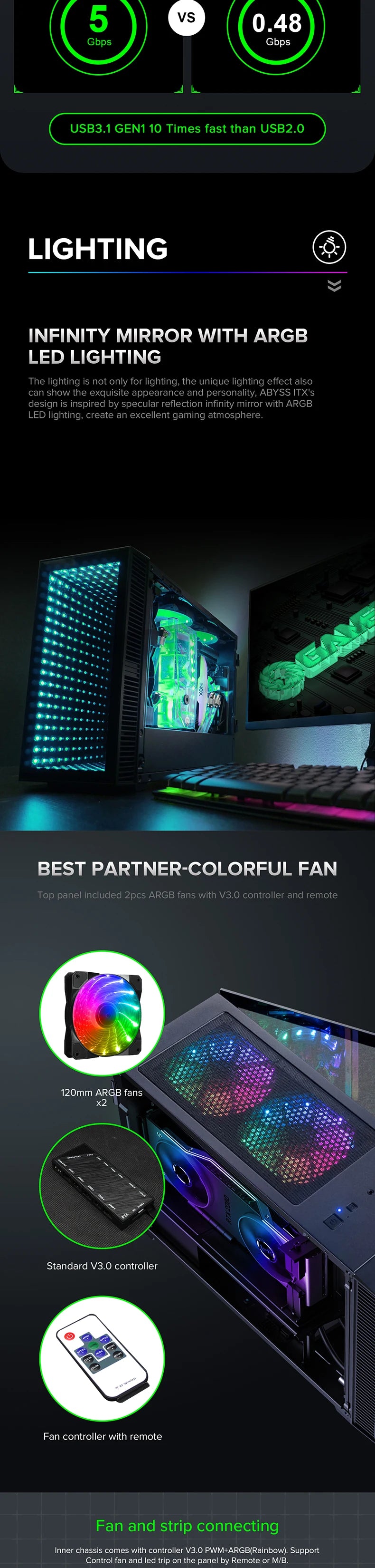 Gaming-PC Desktop-Computer Gaming ITX ATX Computergehäuse 