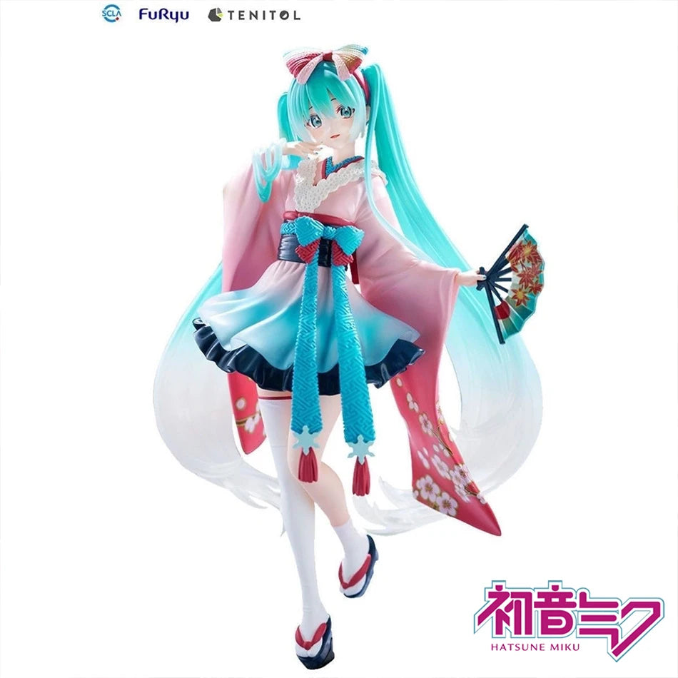 Hot Hatsune Miku Anime Figure Toys Neo Tokyo Series Kimono MIKU Kawaii Cartoon PVC Action Figurine Model Dolls Birthdays Gifts