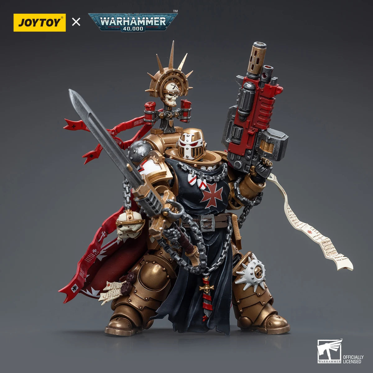 JOYTOY Warhammer 1/18 Action Figure Black Templars High Marshal Helbrecht Model Toy Boy Gifts 3.75inch