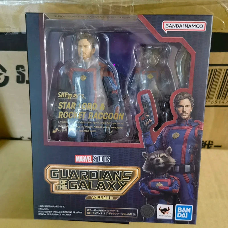 Original Bandai S.H.Figuarts Marvel Shf Star Lord Rocket Raccoon Guardians Of The Galaxy3 Action Figure Collection Gift