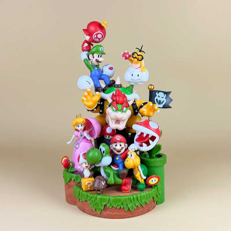 Super Mario Bros Familienporträts Figur Super Mario Bros 27cm Anime Figuren Mario Actionfigur Klempner Statue Modell Spielzeug Geschenk