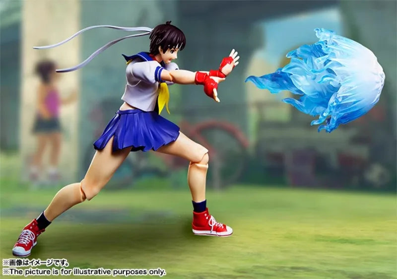 In Stock Original Bandai S.H.Figuarts SHF Street Fighter Sakura Kasugano NO.08 Anime Action Figure Model Set Game Toy Gift