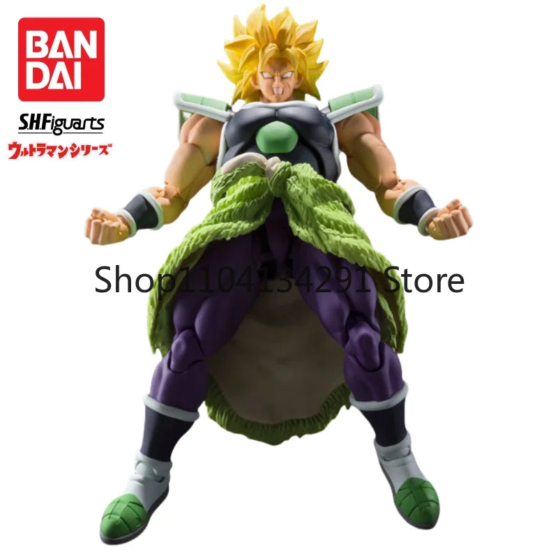 Original Stock Bandai SHF Dragon Ball Super Movie Edition Broly Black Hair Battle Suit Super Saiyan Birthday Gift Toy