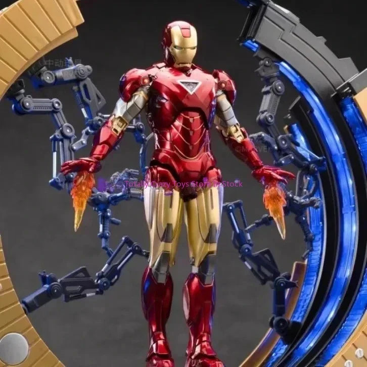 In Stock ZD Iron Man MK6 with Suit-up Gantry Original 1/10 Tony Stark Model Action Figure Collectible Toy Gifts for Children