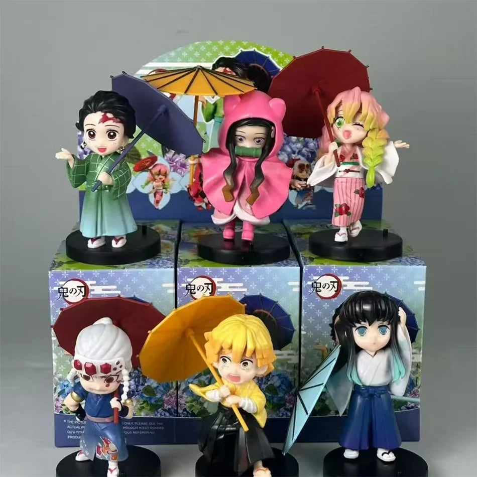 Demon Slayer Plum Rain Series Blind Box Nezuko Tanjiro Q Version PVC Figures Mystery Pack Birthday Christmas Gift