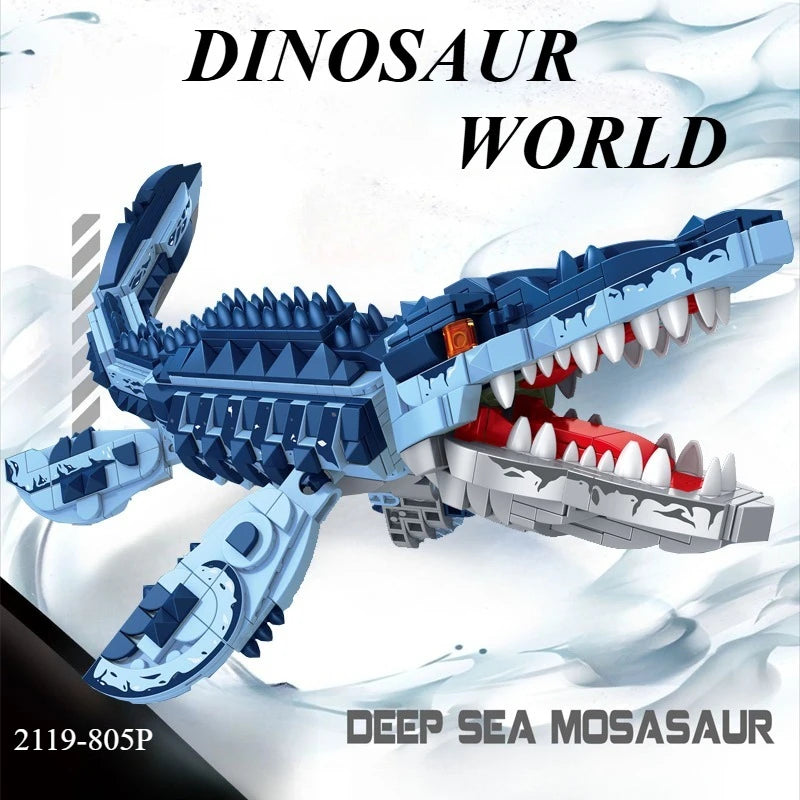 805PCS Cretaceous Marine Apex Predator Mosasaurus Building Block Model, DIY Ornament for Living Room & Bedroom, Perfect Holiday
