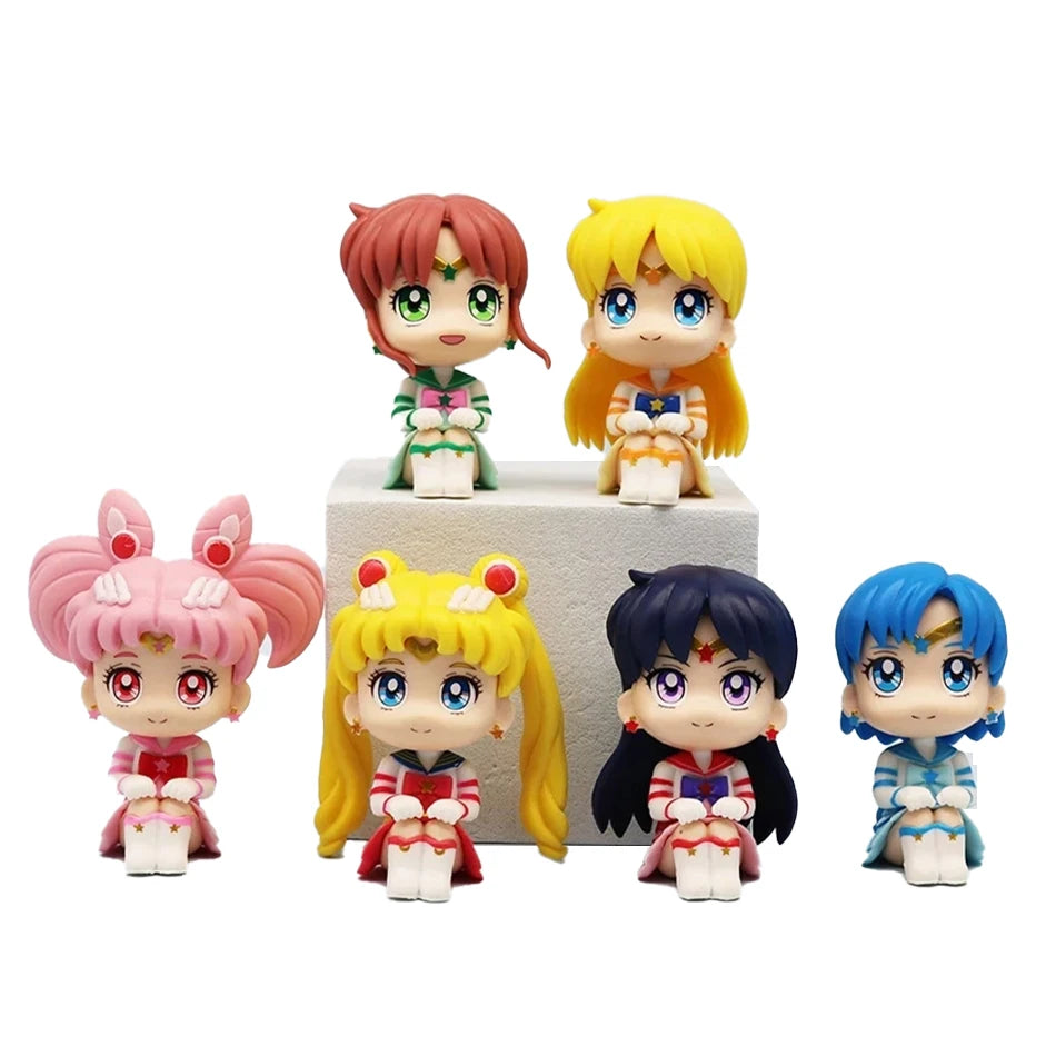 7cm Sailor Moon Anime Figure Tsukino Usagi/Chibiusa/Kino Makoto Action Figure Sailor Mars Jupiter Mercury Venus Figurine Kid Toy
