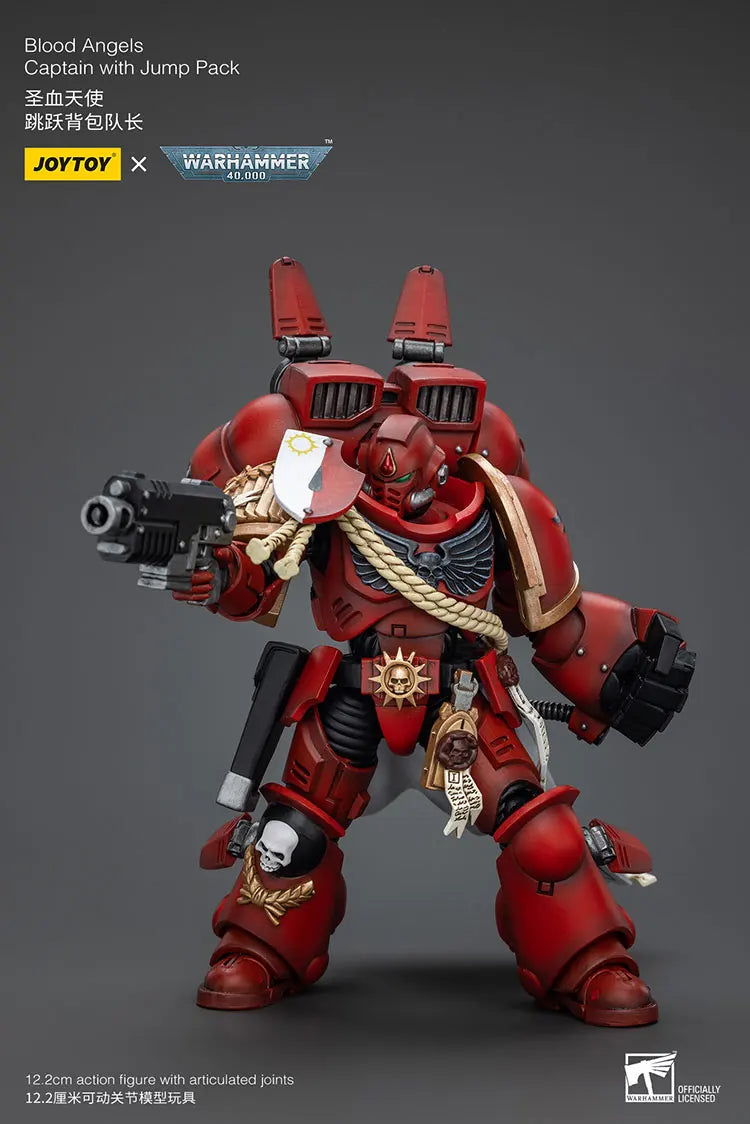 Joytoy Warhammer 1/18 Action Figures Blood Angels Jump Pack Squad Captain with Jump Pack Model Toy Boy Gifts 3.75inch