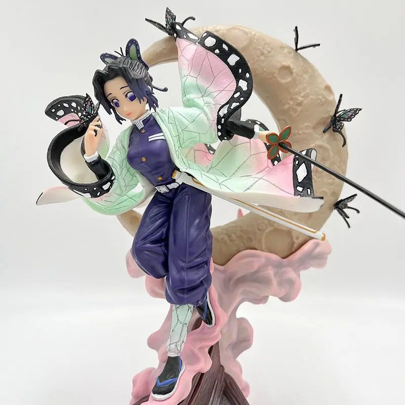 Anime Demon Slayer Figure Kochou Shinobu Anime Figure With Light Kochou Shinobu Figurine Pvc Statue Ornament Model Doll Kid Gift
