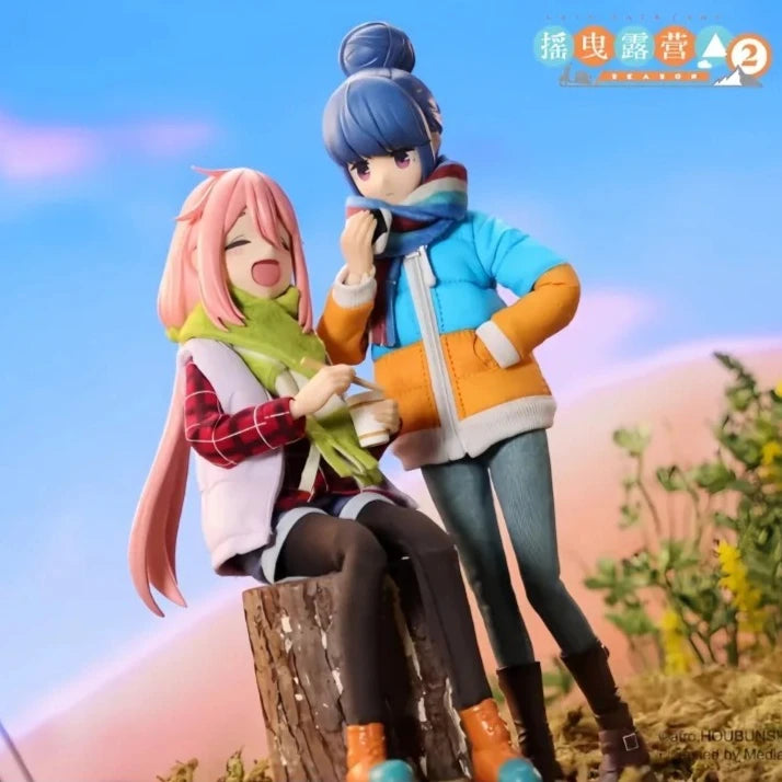 GONG Laid-Back Camp Cloth Action Figure Rin Shima Nadeshiko Kagamihara Anime Figurine Joint Movable Collection Model Toy Desktop