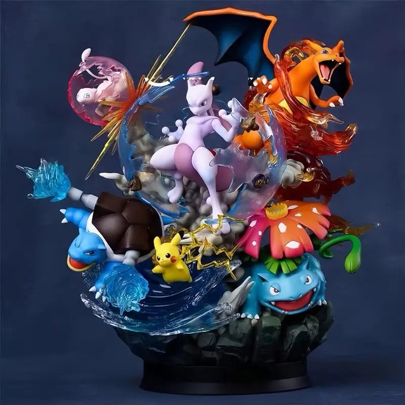 Anime Pokemon Reverse Mewtwo Pet Pikachu Evolution Group Gk Action Figure Model Toy Decoration Small Sprite Frog Childrens Gifts