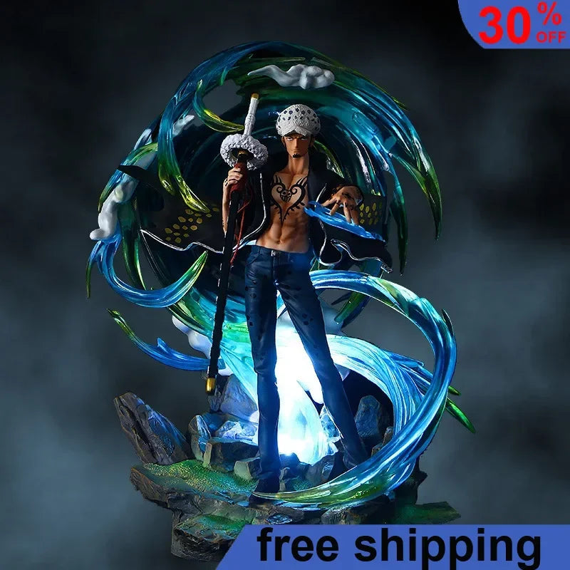 41cm ONE PIECE Anime Figures Trafalgar D Water Law Phantom Can Emit Light Collection Action Figure Statue Model Doll Gift Toys