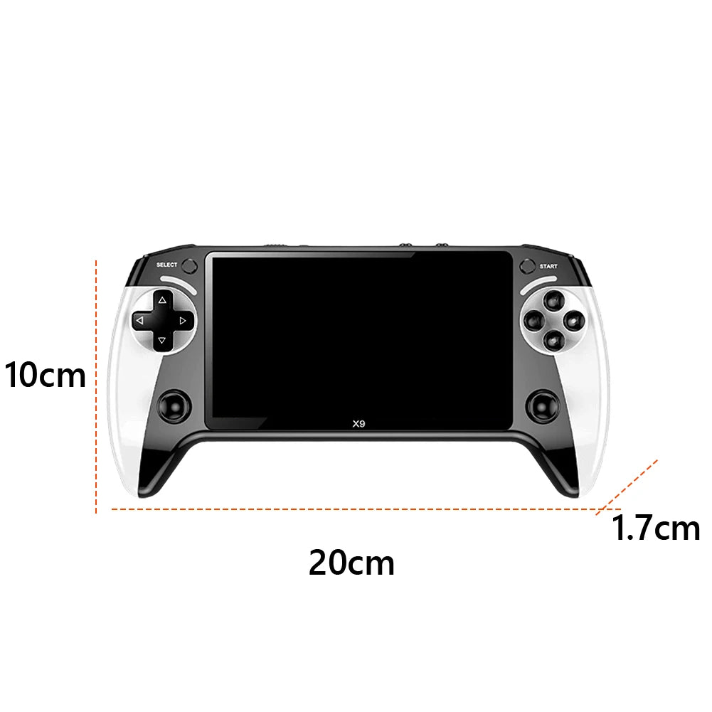 X9 Handheld-Spielekonsole 1500 mAh 5,5-Zoll-HD-Bildschirm Tragbarer Mini-Retro-Game-Player Typ-C-Aufladung mit 360 ° Anti-Rutsch-Joystick