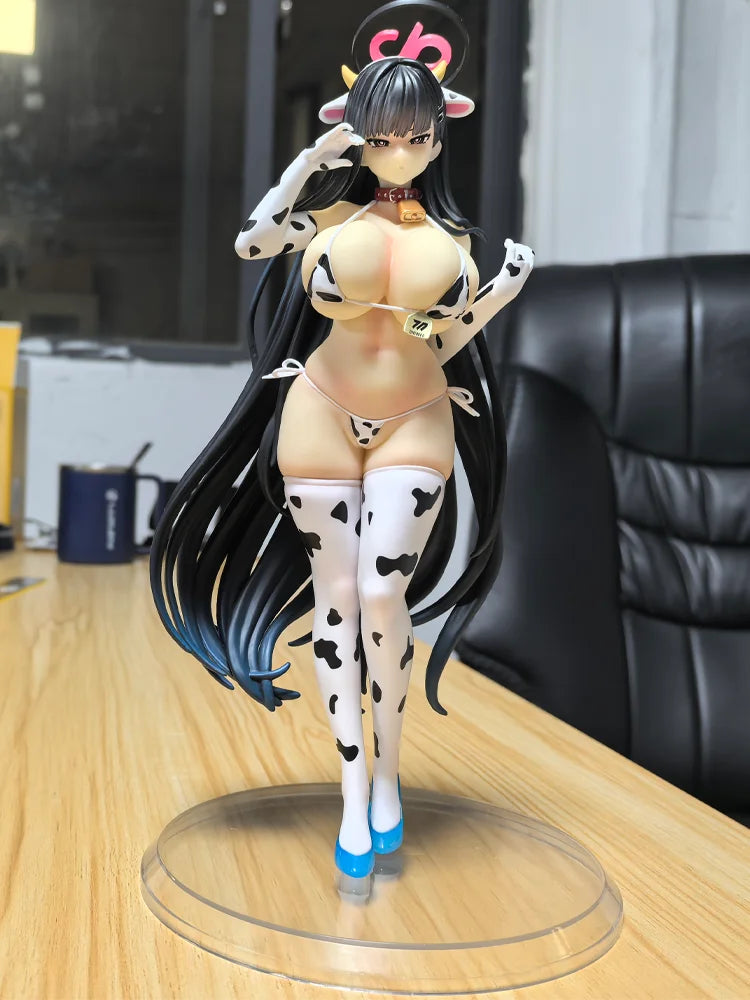 Blue Archive Tsukatsuki Rio Cow Print Figure - Anime Pretty Girl Desktop Ornament Trendy Collectible Gift for Boys