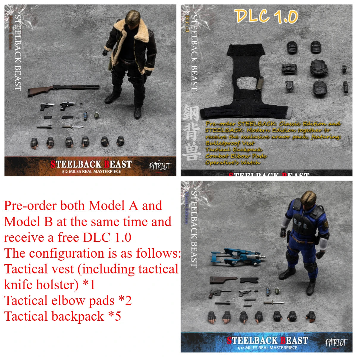 Pre-order Patriot Studio Leon S Kennedy STEELBACK BEAST Multiple Accessories 6-inch Action Figures Gift Collection