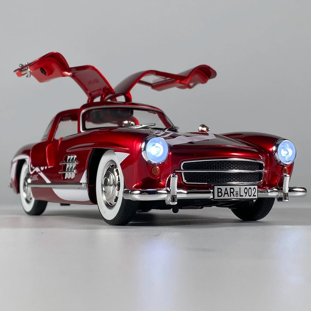 1:24 Benz 300SL Coca Cola Pepsi Cola Classic Vintage Car Alloy Diecast Model Car Sound And Light Pull Back Collection Hobby Gift