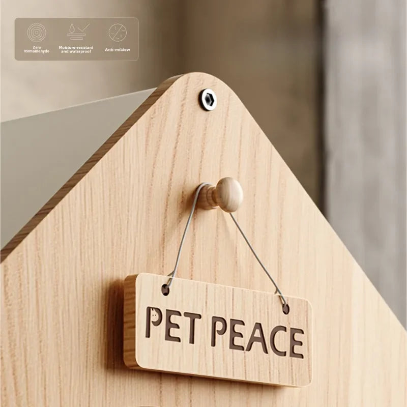 Constant Temperature Cat's Nest for Winter Warmth Pet Bed Closed Style Solid Wood House Sense of Security Kitten Sleeping Bed