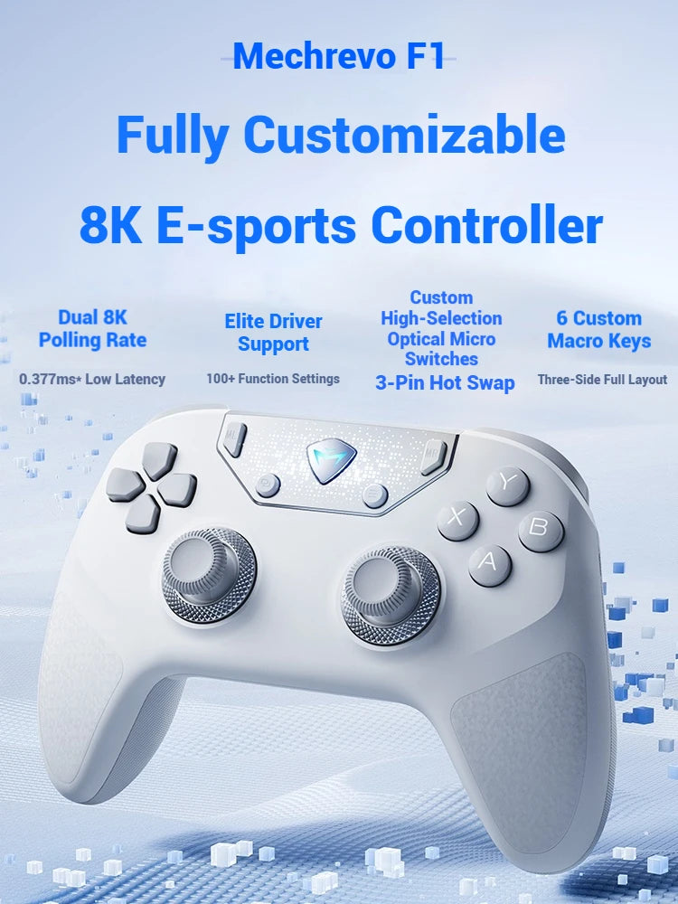 Machenike F1 Wireless Game Controller Dual 8K 3-Mode Custom Button Bluetooth Body Sense Hot Swap Micro Switch/PC/Mobile/TV/Steam
