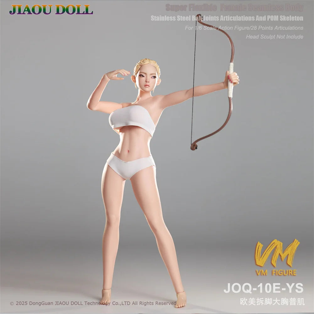 JIAOU DOLL 10E 19B 1/6 Flexible Female Seamless Body Detachable Foot 12"Small Mid Large Breast Action Figure Asian Europen Body