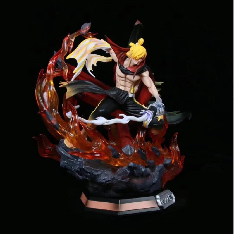 36cm One Piece Wano Country Vinsmoke Sanji Gk Statue Double Head Sculpt Led Light Up Collectible Model Desktop Decoration Gift