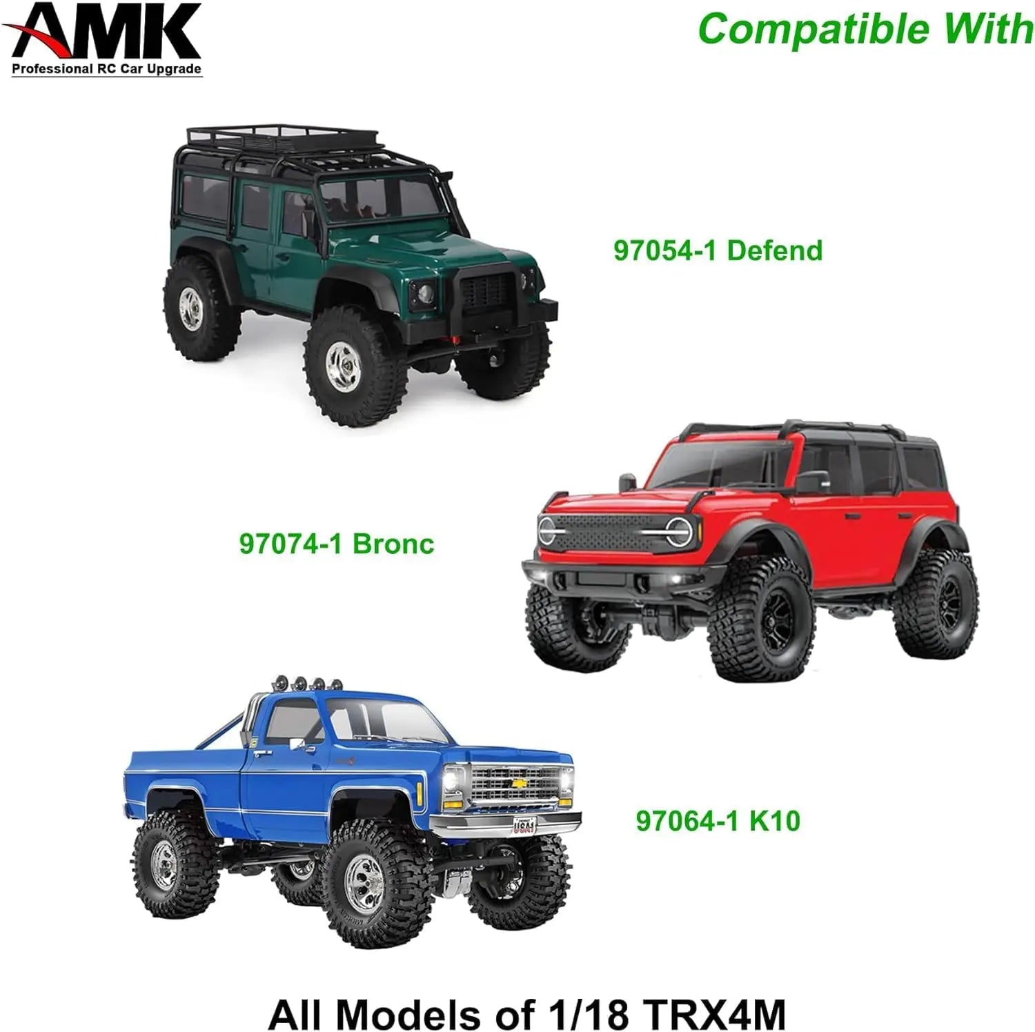 AMK TRX4M Brass Portal Axle  Kit Complete Set with 7mm Hex Wheel Hubs and 4mm Adapters for 1/18 RC Crawlers TRX4M Bronc Defend