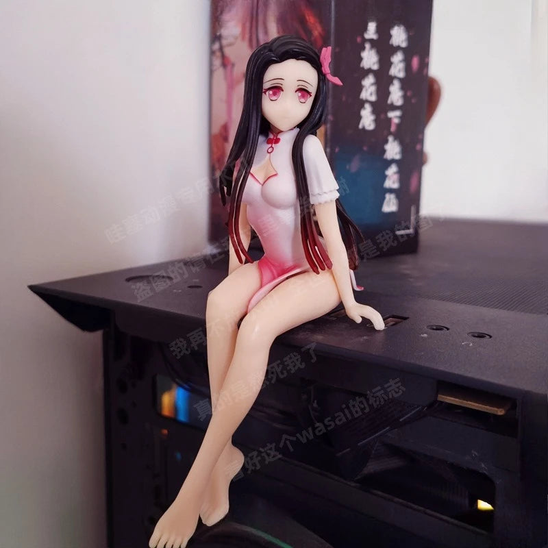 14CM Creative Peripheral Anime Demon Slayer Figure Kamado Nezuko Instant Noodle Cheongsam Girl Model Toy PVC Action Figure Gift