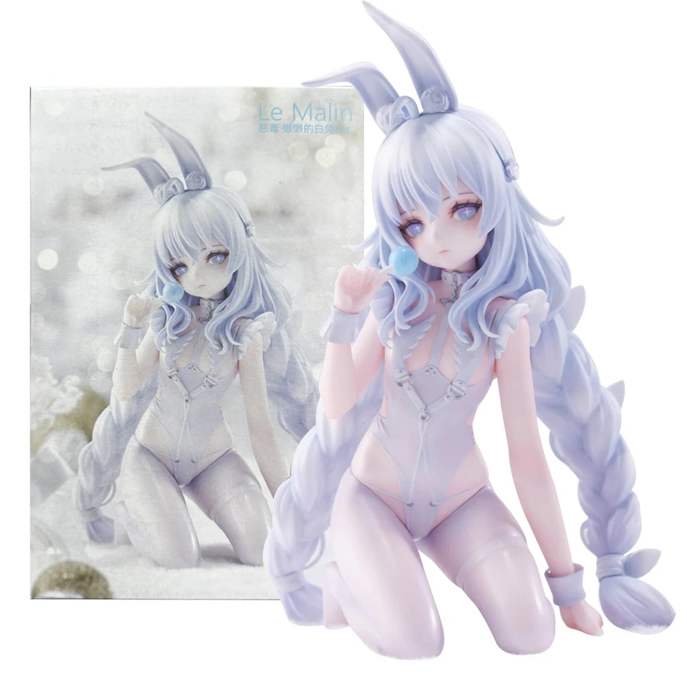 20CM Anime Game Azur Lane MNF Le Malin Figure Lazy White Rabbit Dress Up kneeling position Model Toy Gift Action Figure