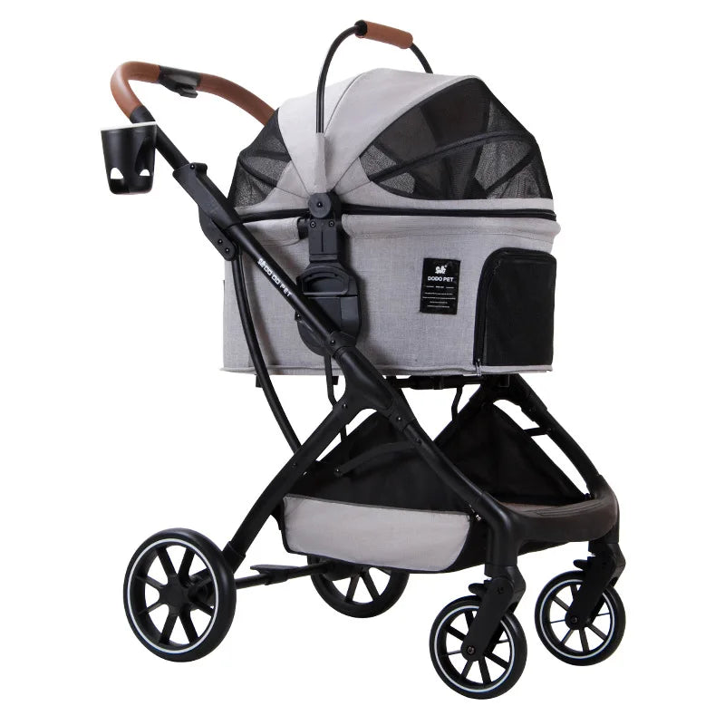 Detachable Pet Stroller Aluminium Alloy Dog Trolley for Corgi Teddy Cat Cart Load Bearing 20kg Dog Strollers for Small Dogs