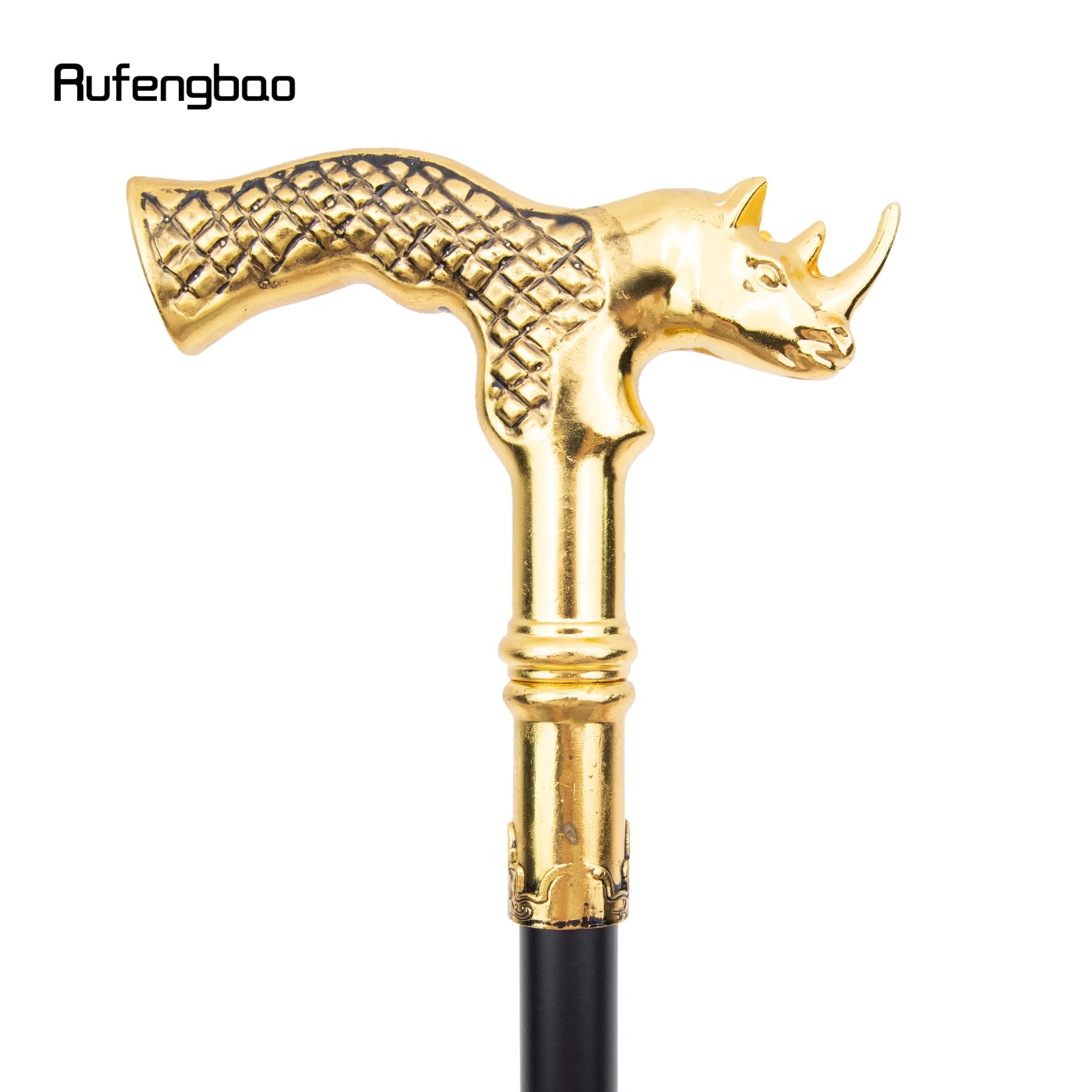 Golden Rhinoceros Head Fashion Walking Stick Decorative Stick Cospaly Vintage Party Fashionable Walking Cane Crosier 91cm