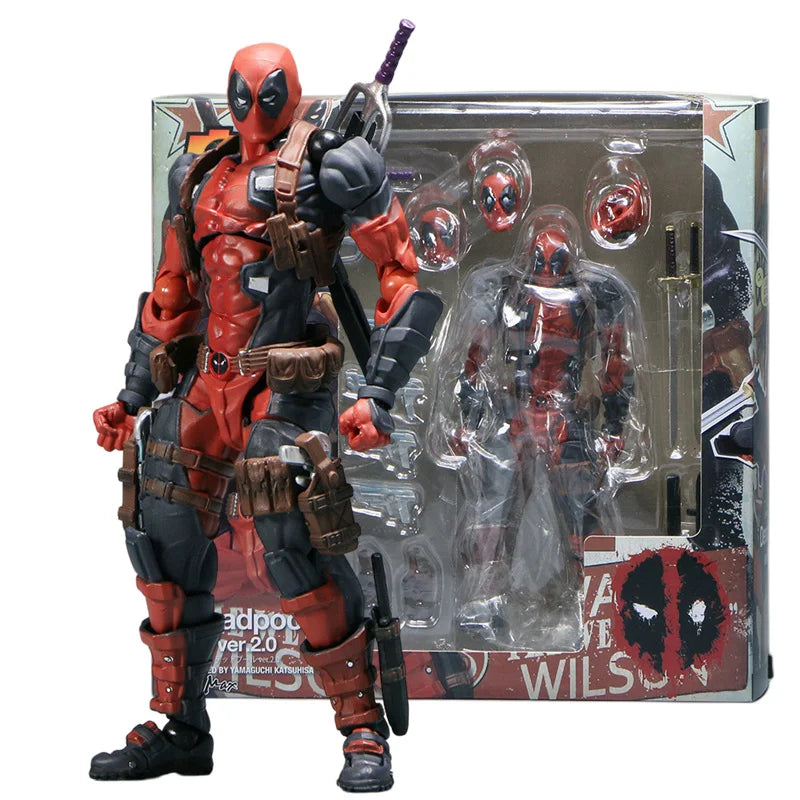 AMAZING YAMAGUCHI Deadpool & Wolverine 2.0 Grey Action Figure Mutants Joint Movable KAIYODO Wade Model Movie Toys for Kids Gift
