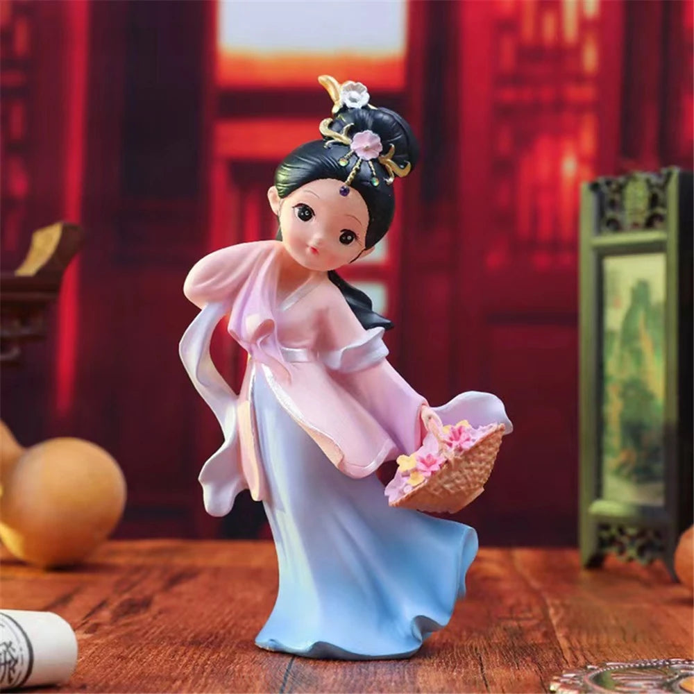 Four Beauties Resin Doll Sculptures Chinese History Celebrated Woman Ancient Traditional Figure Miniature Desktop Decor Ornament