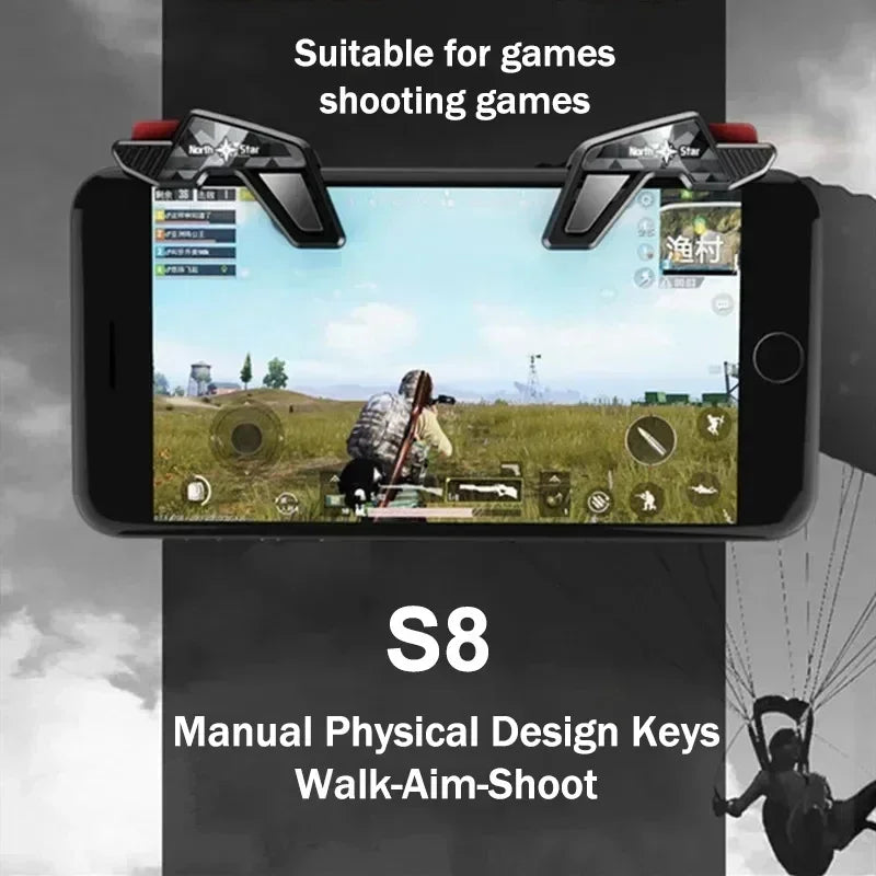 S8 4 Fingers Universal Mobile Phone Game Trigger Aim Shooting L1 R1 Key Button for IOS Android PUBG Gamepad Joystick Controller