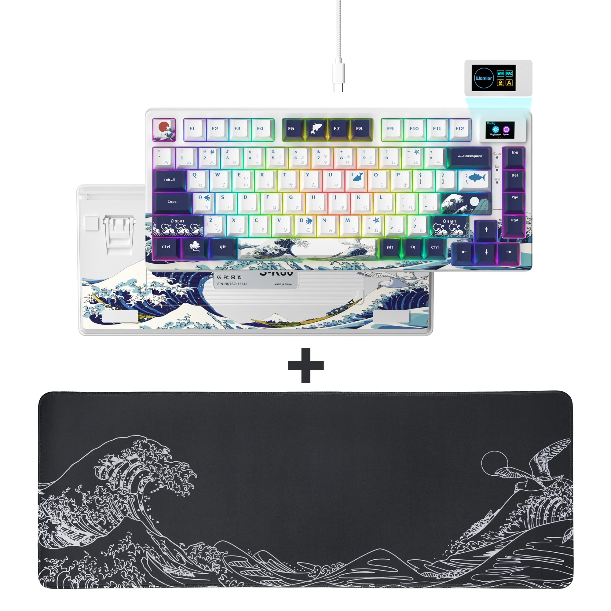 womier SK80 Mechanische Tastatur mit Dichtungsmontage, 81-Tasten-Gamer-Tastatur, 75 % Hot-Swap-RGB-Gaming-Tastatur mit Smart Display für PC