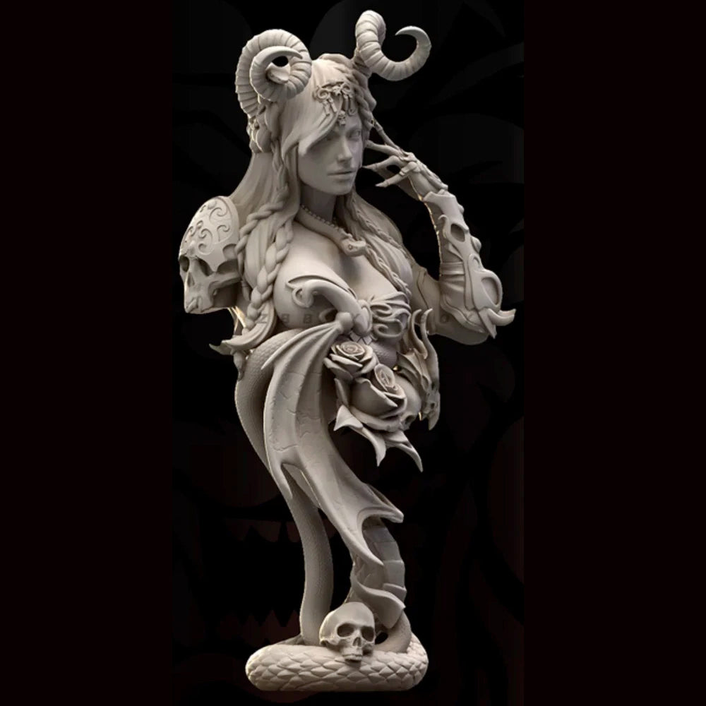 1/10 Love & HATE, Horned Magic Girl, Sexy girl, Resin Model figure Bust, GK, Fantasy genre, Unassembled and unpainted kit