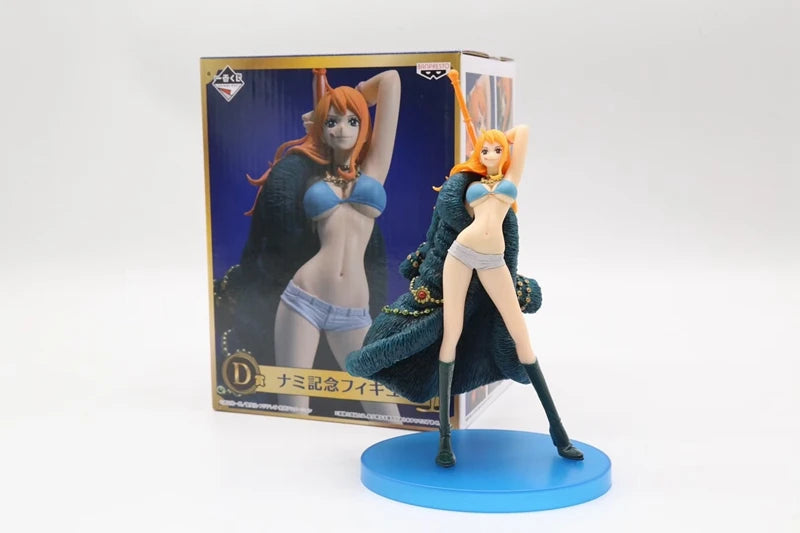 One Piece 20th Anniversary Anime Figures Blue Clothes Luffy Nami Robin Zorro Action Figure Collection Model Toys Birthday Gifts