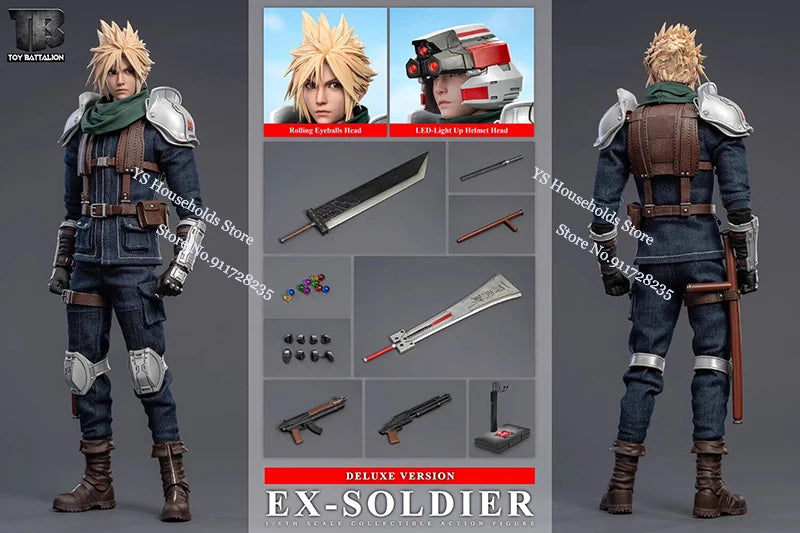 TOYS BATTALION TB025 Deluxe Version 1/6 Gold Hair Anime Ex-Special Forces Soldier Model 12inch Helmet Action Figure Collection
