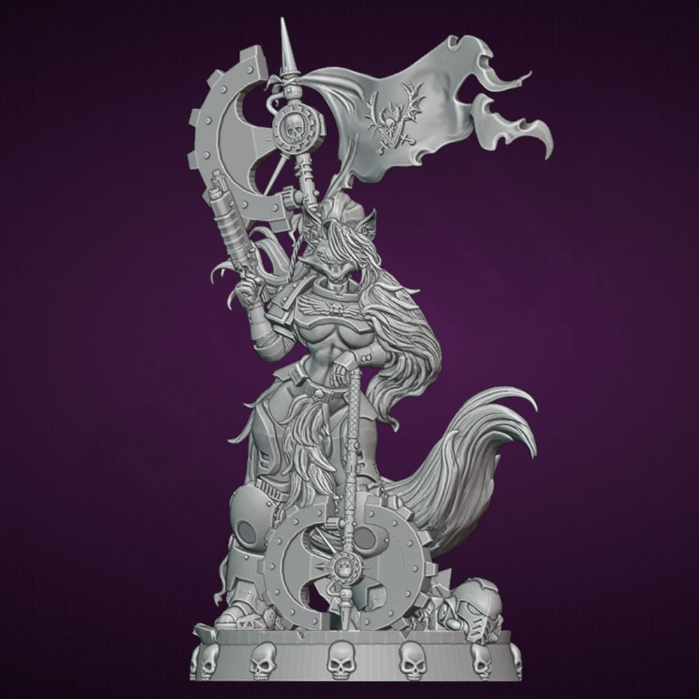 1/24 Loona wolf Space Sexy Resin Figurine Toy Unpainted GK Doll Unassembled 3D Print Assembly Miniature Reduction Statue Toy