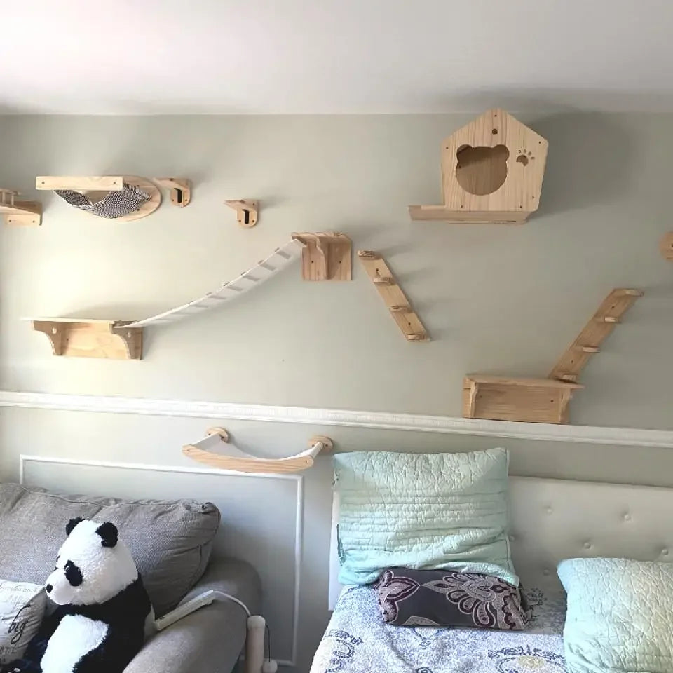 Cat Tree Tower Sisal Stairs Scratching Post Indoor Cats Gym Catwalk In Sky Accessories Toy Cat Climbing Shelves