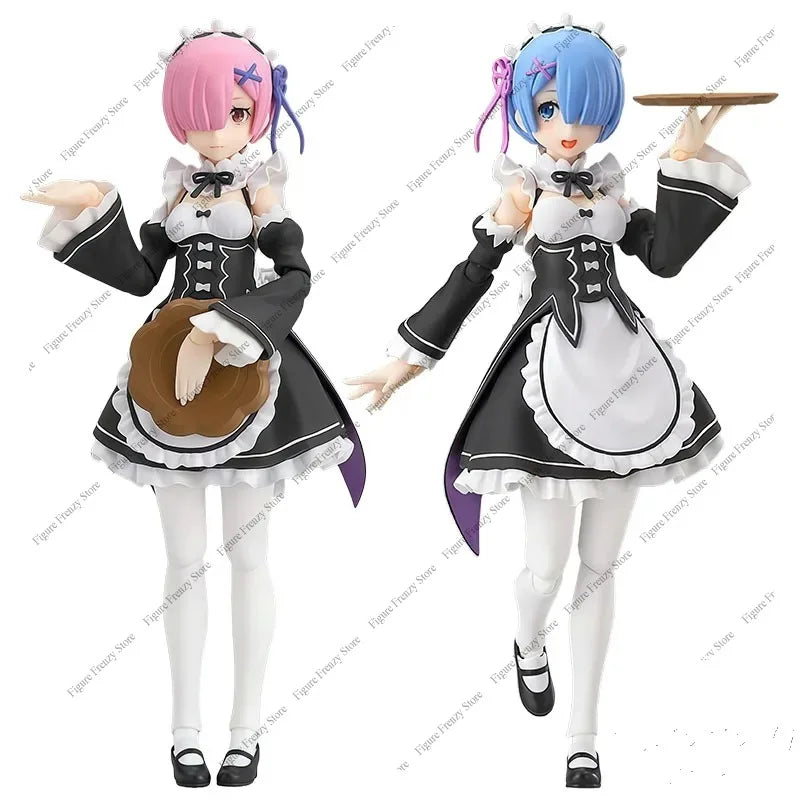 Special Offer GSC Original FIGMA Lahm and Rem 130mm Anime Action Figures Set Collectible Toy for Boys Christmas Gift