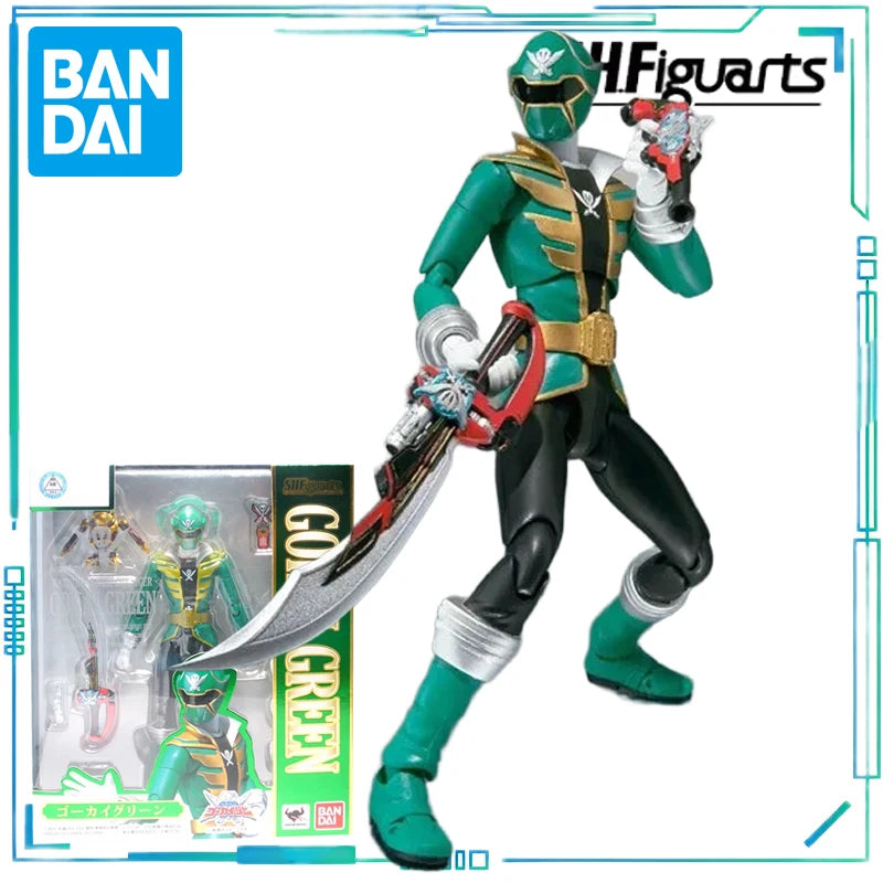 BANDAI Genuine S. H. Figuarts Series Movable Toys Super Sentai Series Dinosaur Sentai Dragon Emperor Lianzhe Green Warrior Model