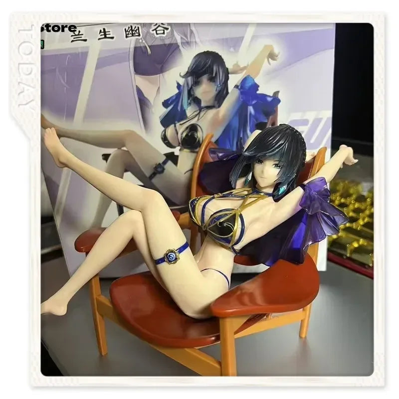 Genshin Impact Yelan Gk Figure With Chair Anime Girl Statue Desktop Decor Car Ornament Pc Case Model For Anime Fans