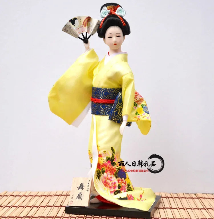 12inch Japanese Geisha Doll Statuette Sitting Figurine Japanese Kimono Kokeshi Kabuki Geisha Handicraft Ornament Birthday Gift