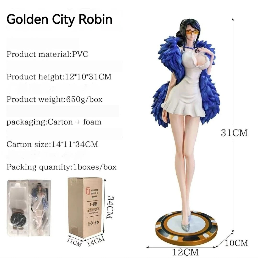 One Piece Golden City Robin Handmade Model Desktop Ornament Gk Statue Pretty Girl Anime Peripheral Model Ornament Male Gift Toy