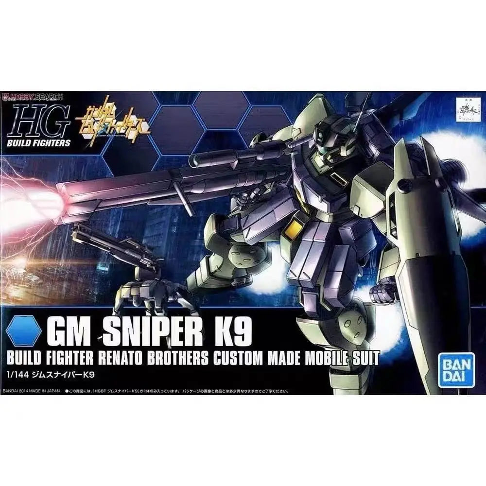 BANDAI 1/144 HGBF 010 GM Sniper K9 Action Figures Gundam Build Fighters Anime Model Kit Toys for Boys Original Box Collection