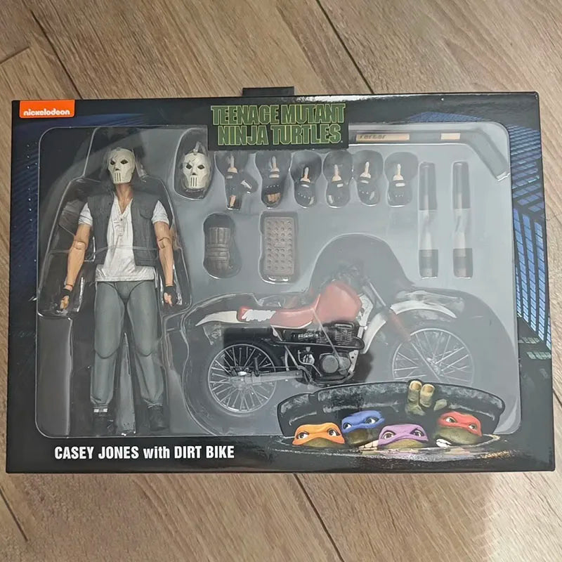 Casey Jones with Dirt Bike Figure NECA 54514 Teenage Mutant Ninja Turtle Action Figuras Anime TMNT Model Peripheral 7-Inch Gift