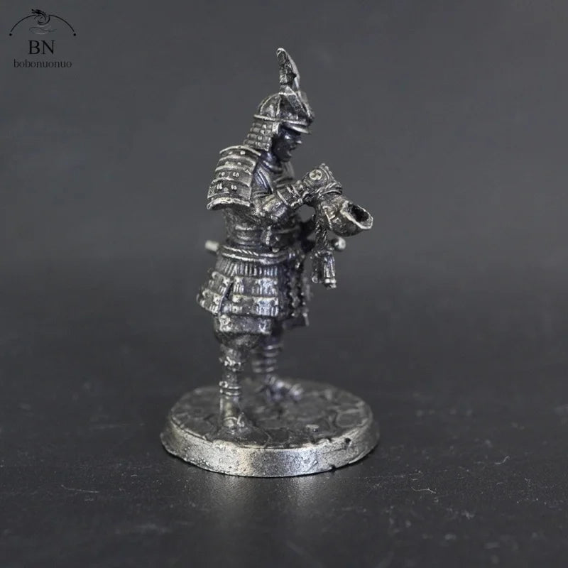 White Copper Japanese Male Soldier Japanese Shogunate Samurai Character Ornament Full Set About 4cm Action Figure Model Toys