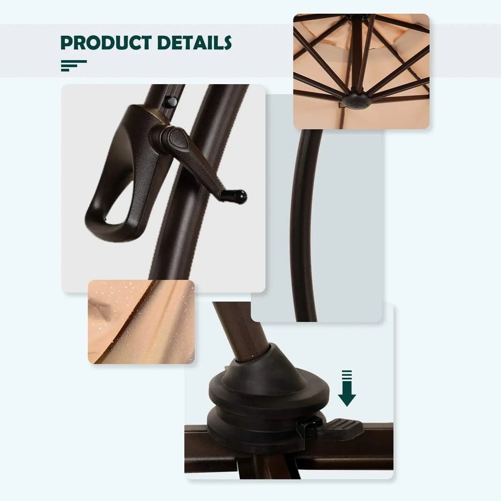 11FT Round Patio Umbrella ,Heavy Duty, Offset, 360° Rotation Aluminum Cantilever Offset Umbrella without Base for Garden Porch