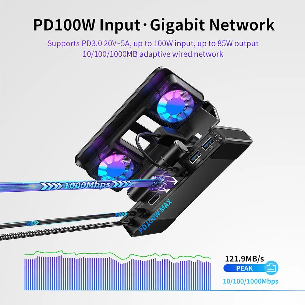 6-in-1 Cooling Dock for Switch 2 - 4K 144Hz HDMI Dock with Dual Fans, TV Mode Adapter, Portable Stand & Heat Dissipation