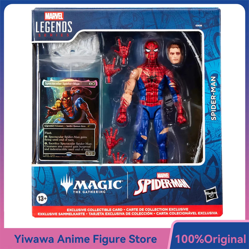 In-Stock NEW Hasbro Marvel Legends Series Magic: The Gathering Battle-Damaged Spider-Man 15cm Anime Action Figure Model Toys